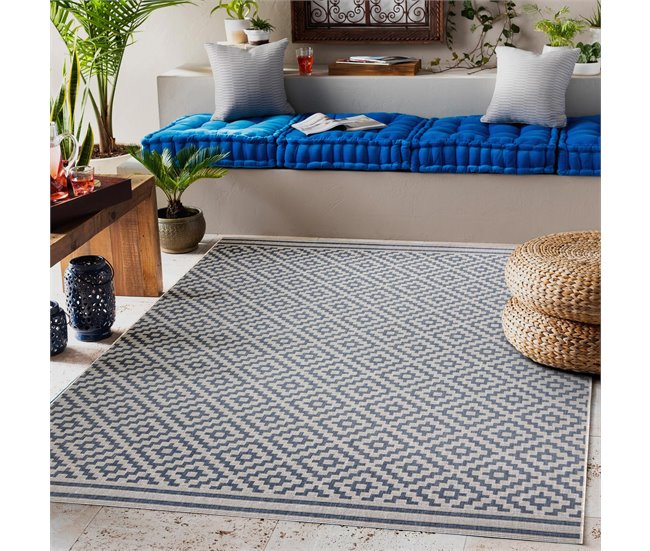Alfombra de cuerda sisal FLAT 48357/951 Cuadrados 140x200 Gris
