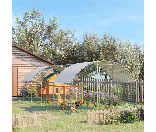Gallinero Acero Galvanizado, Tela Oxford Gris