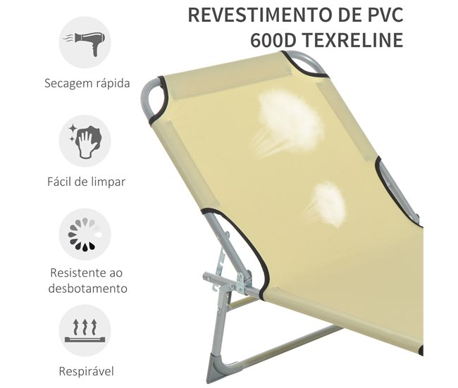 Tumbona Plegable Tela Oxford, Metal Outsunny Crudo