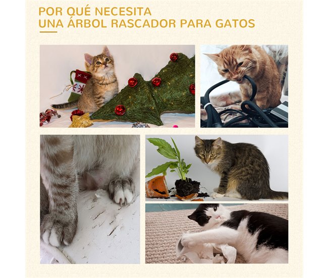 Árbol Rascador para Gatos Aglomerado de Madera, Sisal y Felpa Gris