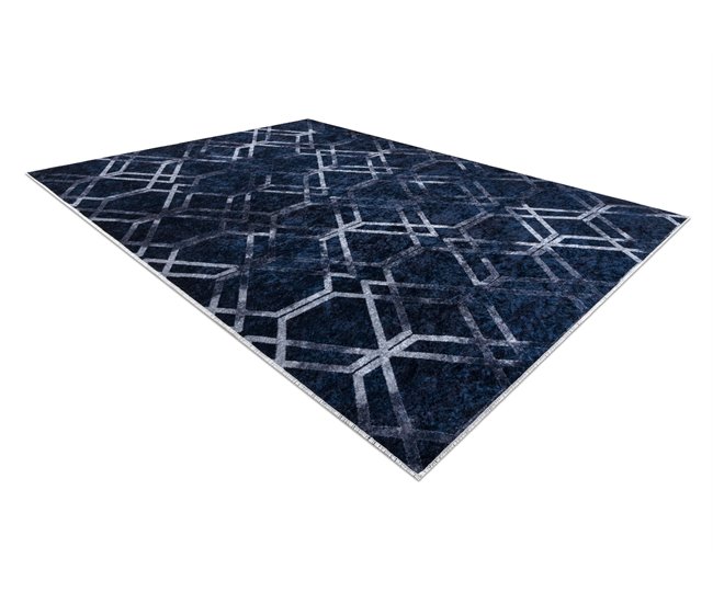 Alfombra lavable MIRO Geométrico enjerado 160x220 Azul Marino