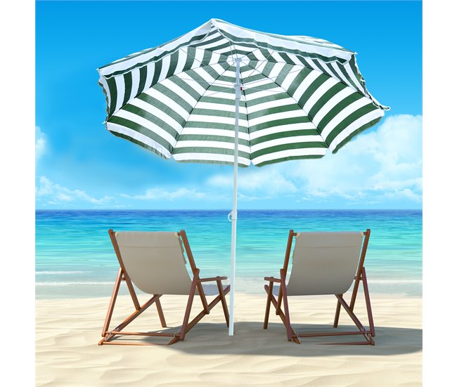 Sombrilla de Playa Tela Poliéster, Metal Outsunny 180x180 Multicolor