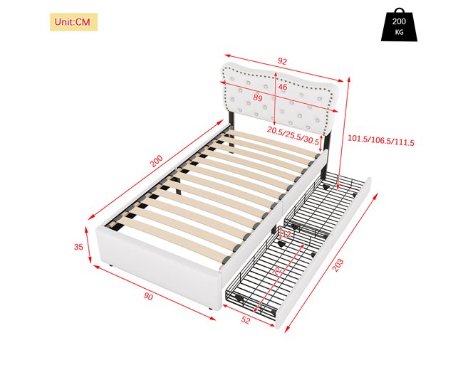 Camas individuales 92x203 Beige