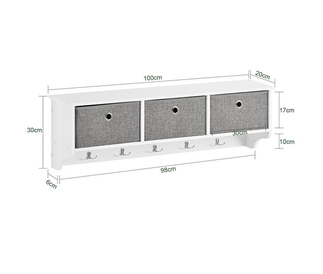 Moderna estantería de Pared FRG282-W SoBuy Blanco