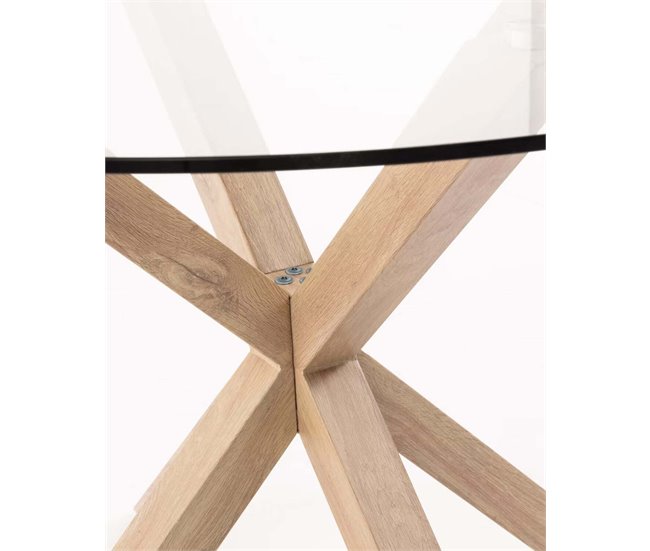 Pack Mesa Redonda de Cristal Templado + 4 Sillas Nordic 120x120 Blanco