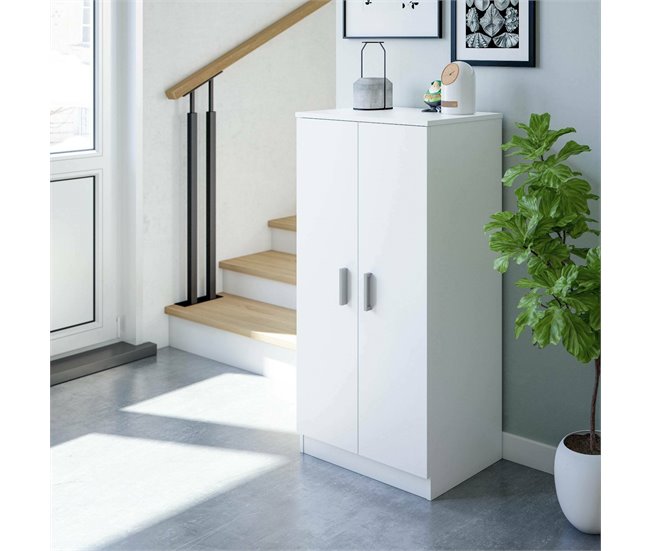 Armario multiusos 2 puertas efecto madera 55 Blanco