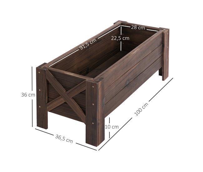 Huerto Urbano Rectangular Madera de Abeto Outsunny Marron