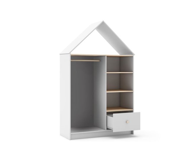 Armario vestidor juvenil Misty Cloud 110 Blanco/ Madera
