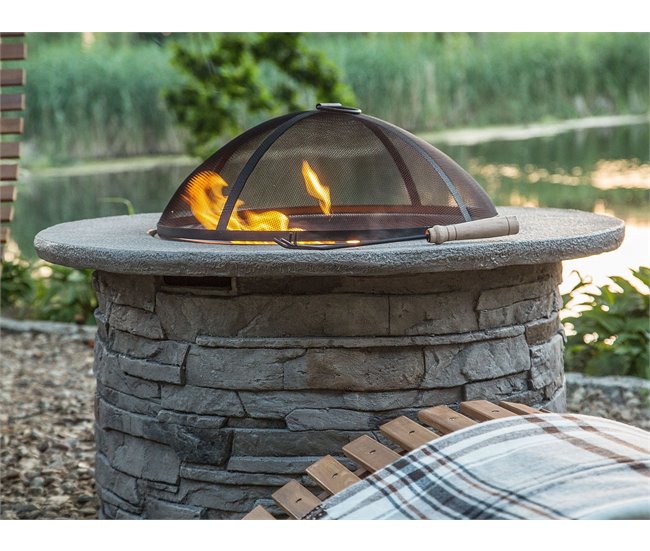 Beliani Fogón de madera TAMBORA Gris Claro