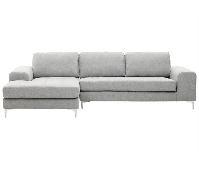 Beliani Sofá esquinero Poliéster KIRUNA Gris Claro