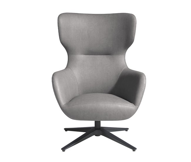 Sillón giratorio polipiel y acero Gris Oscuro