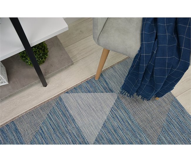 Alfombra de cuerda sisal LOFT 21132 Triángulos 140x200 Gris Azul