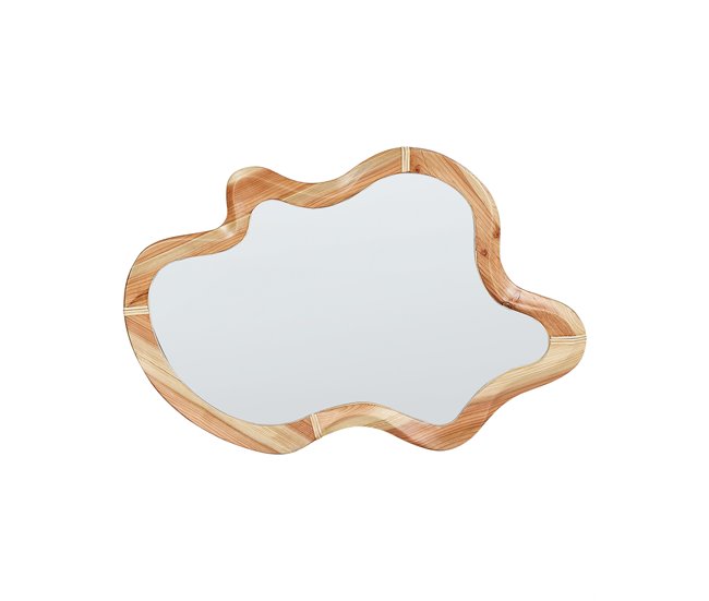 Beliani Espejo DREVANT Madera Clara