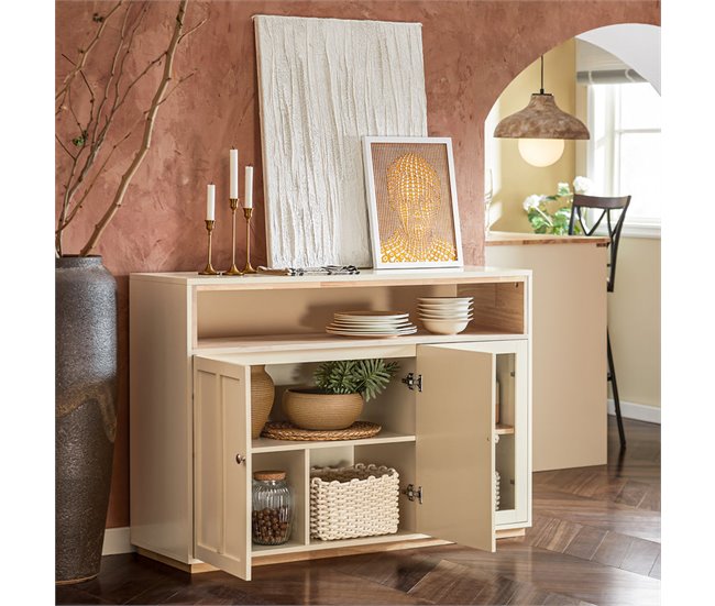 Aparador de Comedor con 3 Puertas 1 Compartimiento SoBuy FSB80-MI Beige