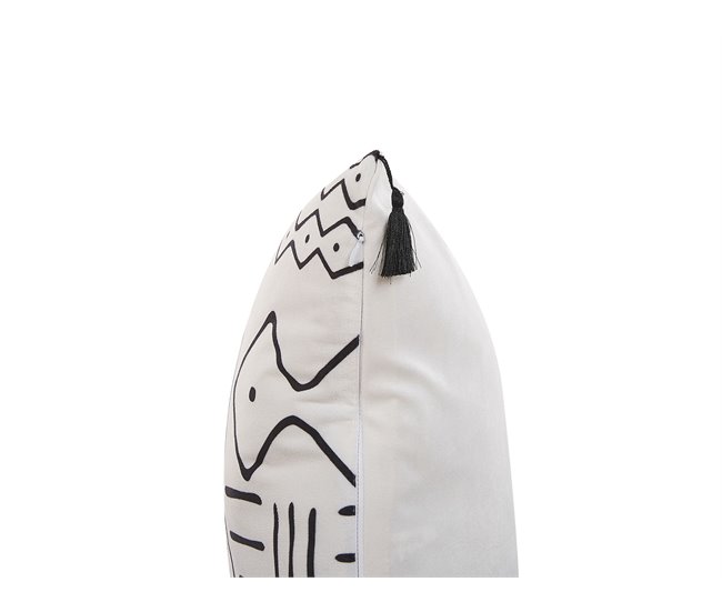 Beliani Cojín decorativo SCHEFFLERA 45x45 Blanco/ Negro