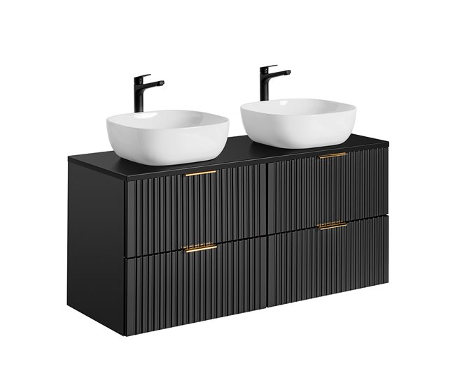 Conjunto de muebles con doble lavabo espejos LED y columna Adriel 120 Madera