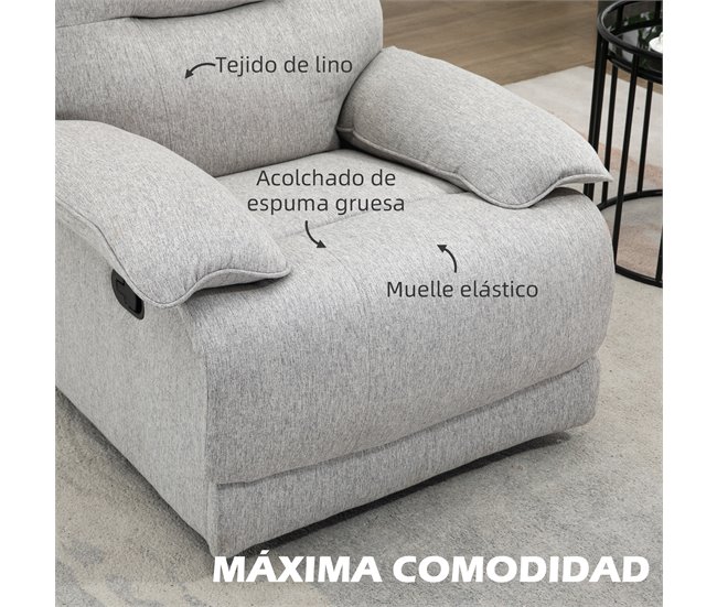 Sillón Reclinable Poliéster, Espuma, Tablero Multicapa HOMCOM Gris