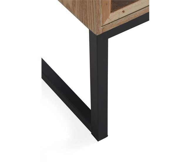 Aparador de Madera de Fresno, Frentes de Madera Reciclada con Base de Metal 110 Madera