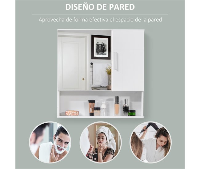 Armario con Espejo MDF, Vidrio kleankin, hogar - baño 54 Blanco
