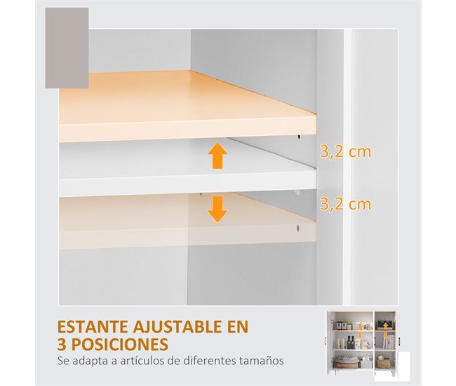 Aparador de Cocina Melamina de Madera HOMCOM 90 Blanco