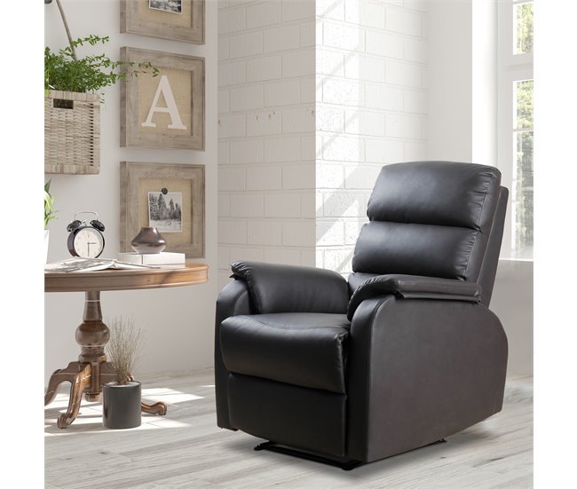 Sillón Reclinable Acero, MDF, PU y Espuma HOMCOM Marron