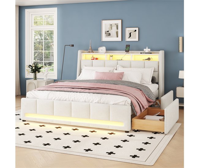 Camas de matrimonio 173x224 Beige