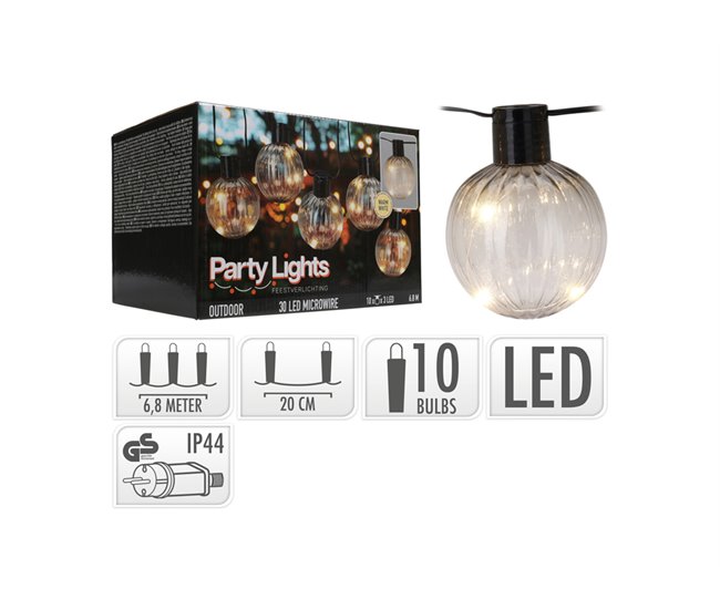 Guirnalda de luces led  BOLA 6,8 metros Negro