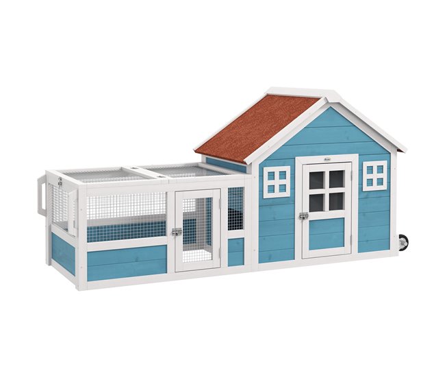 Conejera Madera de Abeto PawHut Azul