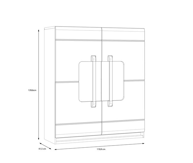 Vitrina 2 puertas 2 cajones MONTREAL Blanco Brillo