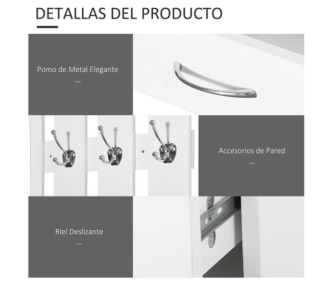 Conjunto Muebles de Entrada Tablero de partículas HOMCOM 90 Blanco