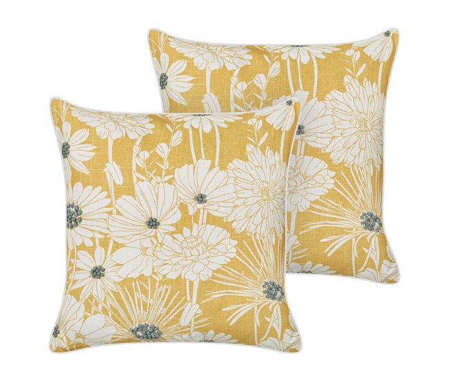 Beliani Cojín decorativo SCIRPUS Blanco/ Beige