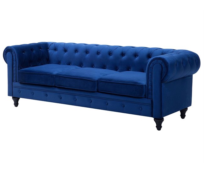 Beliani Conjunto de sofás CHESTERFIELD Azul Marino