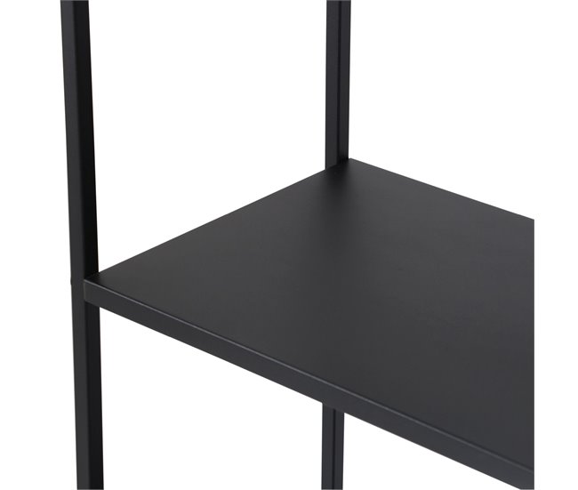 Estantería de pie Vehmaa de 7 compartimentos abiertos + panel Negro/ Gris