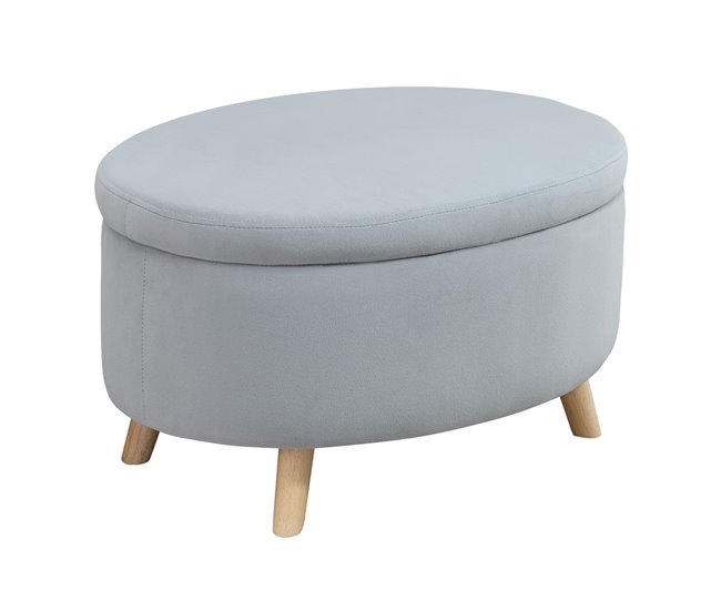 Otomano Puff Poliéster, Espuma, Madera de Caucho HOMCOM 71x51 Gris