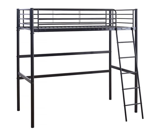 Cama alta de metal "Alora" 97x200 Negro
