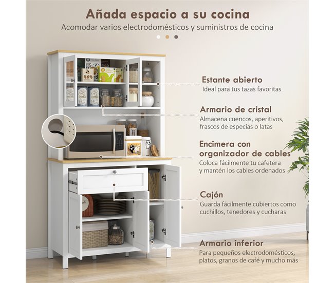 Alacena de Cocina MDF HOMCOM, hogar - cocina Blanco
