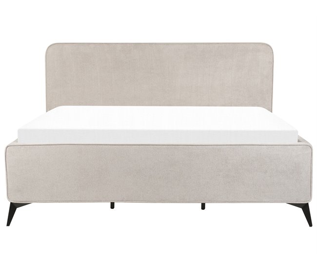 Beliani Cama Poliéster VALOGNES 192x220 Gris Claro