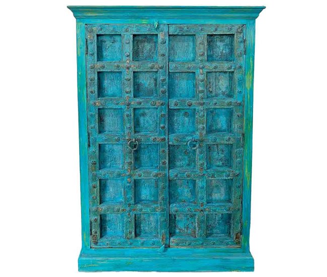 Armario de madera acabado artesanal Azul