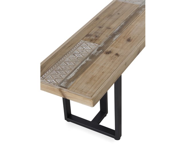Banco de comedor de madera cm con patas de metal Natural