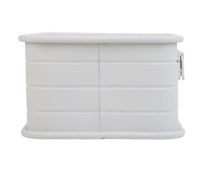 Cesto rectangular de metal impreso Blanco