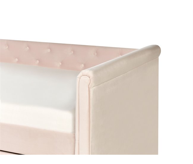 Beliani Cama con somier Terciopelo LIBOURNE 92x220 Rosa Talco