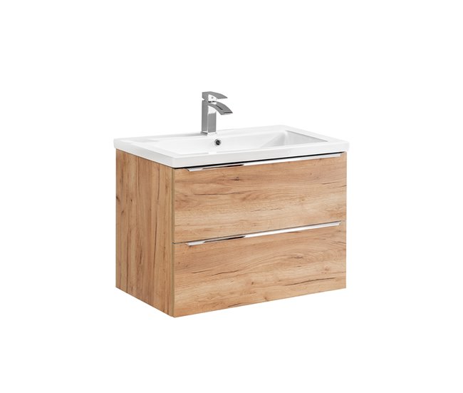 Conjunto mueble lavabo individual encastrado y columna April 80 Blanco