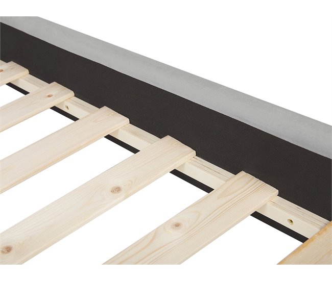 Beliani Cama con somier Terciopelo AVALLON 233x192 Gris Claro
