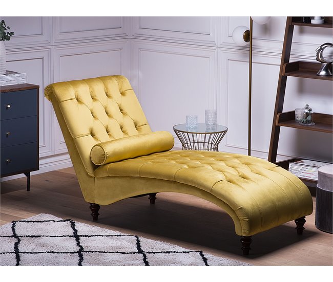 Beliani Chaise longue Terciopelo MURET Mostaza