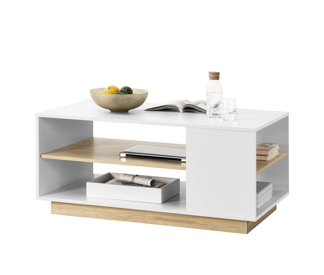 Mesa de Centro Trelleborg con estante aglomerado Natural/ Blanco
