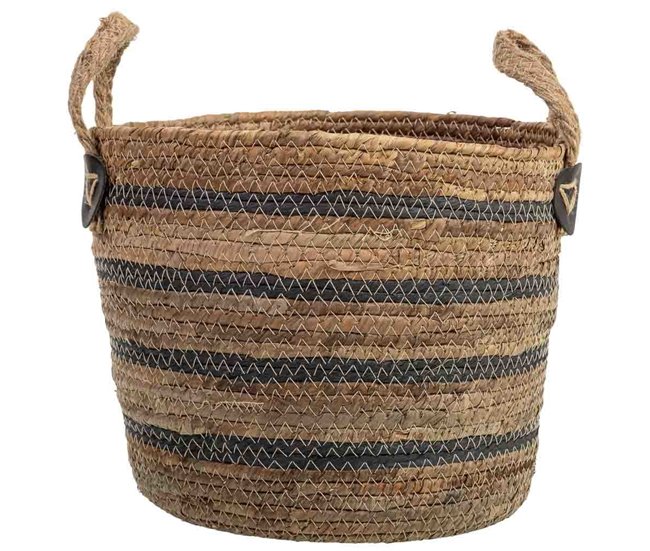 Cesto de fibra de hoja de banana y cuerda trenzada de papel Marron