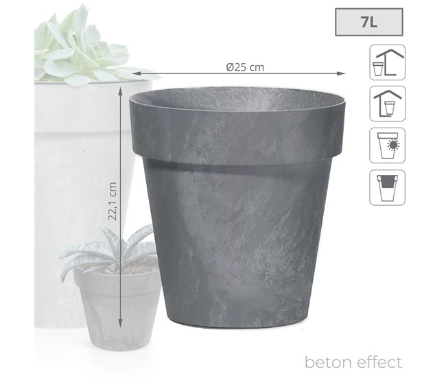 Maceta Cube Beton Effect 7L Marengo