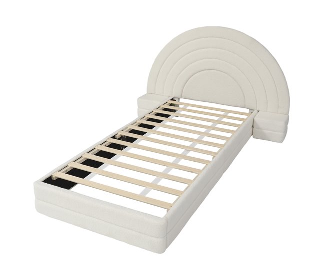 Cama individual de terciopelo Beige