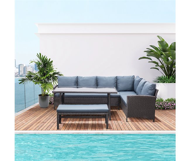 Conjunto 4 Piezas Muebles de Ratán Gris