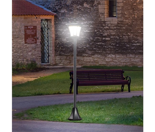 Farola Solar Plástico, Acero Inoxidable Outsunny Negro